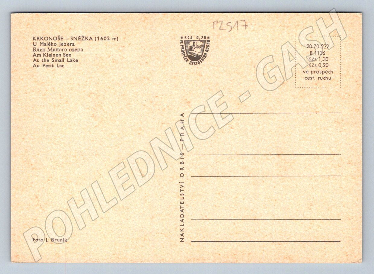 Pohlednice Krkonoše Sněžka U Malého jezera letecký pohled (P2517)