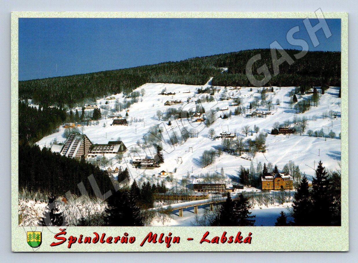 Pohlednice Špindlerův Mlýn Labská Krkonoše zimní 1997 (P2522)