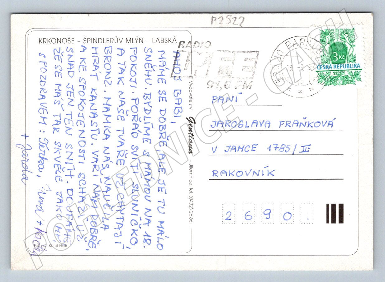 Pohlednice Špindlerův Mlýn Labská Krkonoše zimní 1997 (P2522)