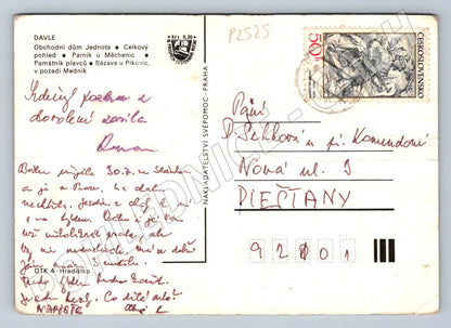 Pohlednice Davle parník most Vltava pozdrav (P2525)