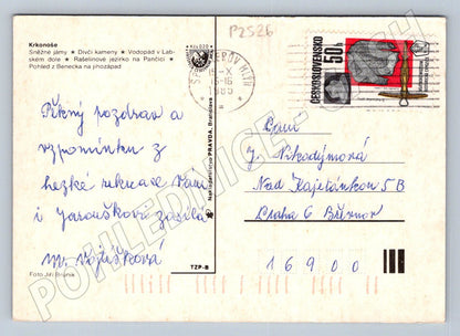 Pohlednice Krkonoše pozdrav zaslaná zn dobový motiv (P2526)