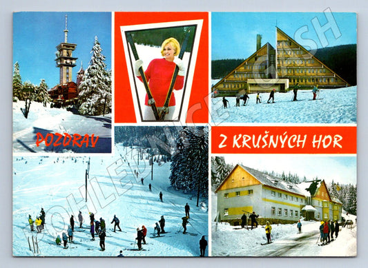 Pohlednice Krušné hory pozdrav Klínovec a okolí zima (P2547)