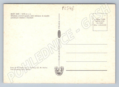 Pohlednice Boží Dar Krušné hory Zelený dům zimní koláž (P2548)