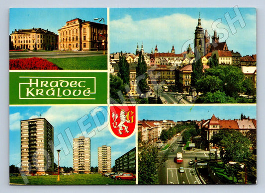 Pohlednice Hradec Králové koláž památky a moderní město (P2552)