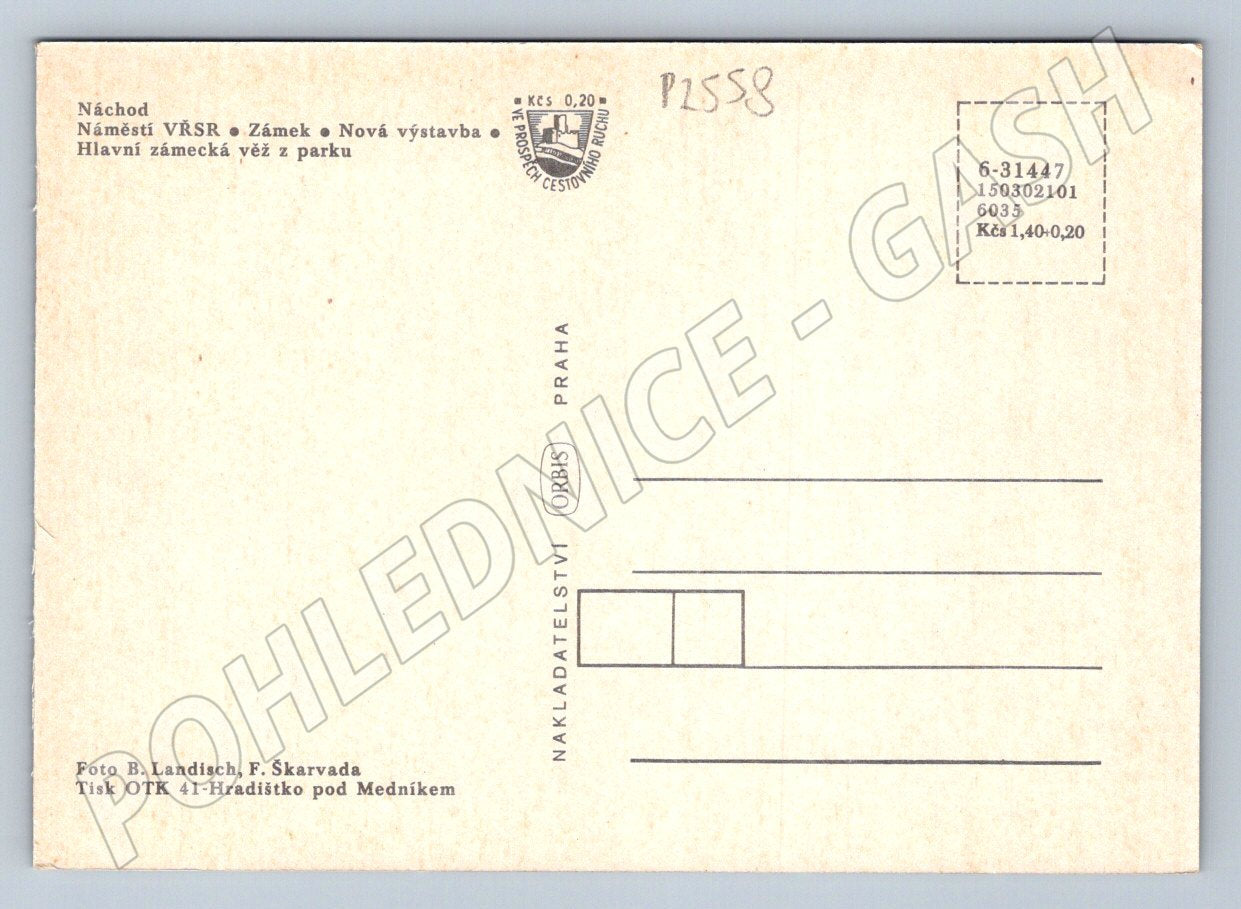 Pohlednice Náchod koláž se zámkem a náměstím (P2558)