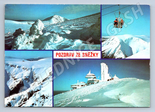 Pohlednice Sněžka pozdrav Krkonoše historická (P2562)