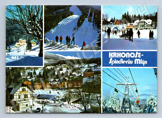 Pohlednice Krkonoše Špindlerův Mlýn zimní lanovka ČSSR (P2564)
