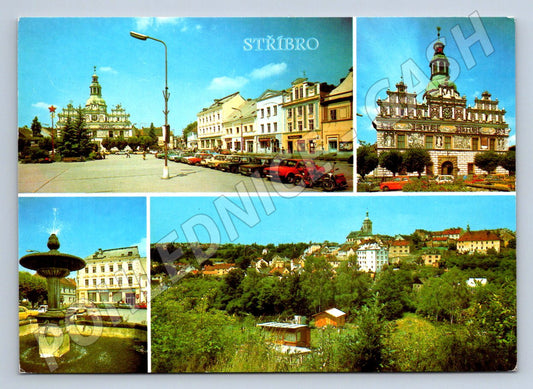 Pohlednice Stříbro renesanční radnice náměstí panoráma (P2568)