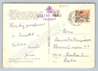 Pohlednice Český ráj hrad Trosky skalní útvary 1971 PP (P2571)