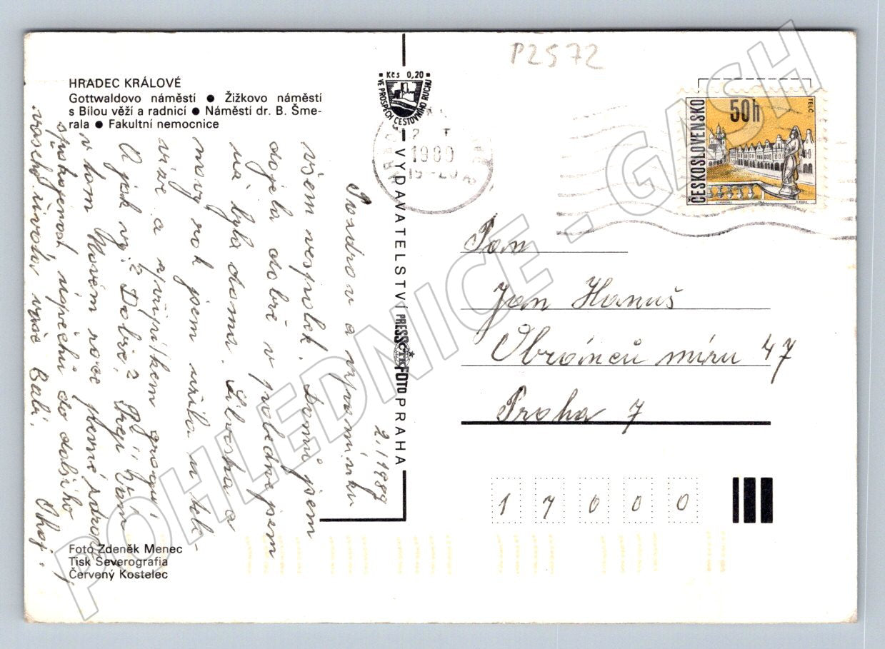Pohlednice Hradec Králové koláž velký formát odeslaná (P2572)