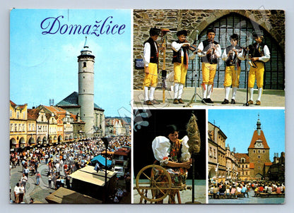 Pohlednice Domažlice slavnosti kroje náměstí koláž (P2579)