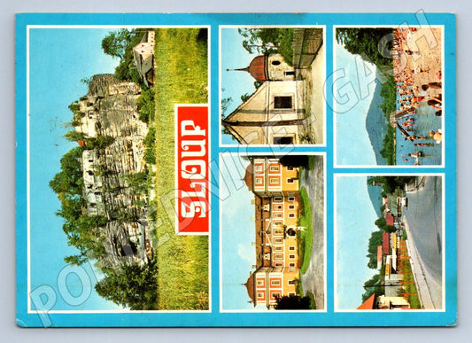 Pohlednice Sloup Česká Lípa skalní hrad koupaliště 80 léta (P2584)