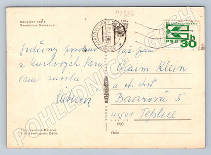 Pohlednice Karlovy Vary sanatorium Sanssouci dobová (P2586)