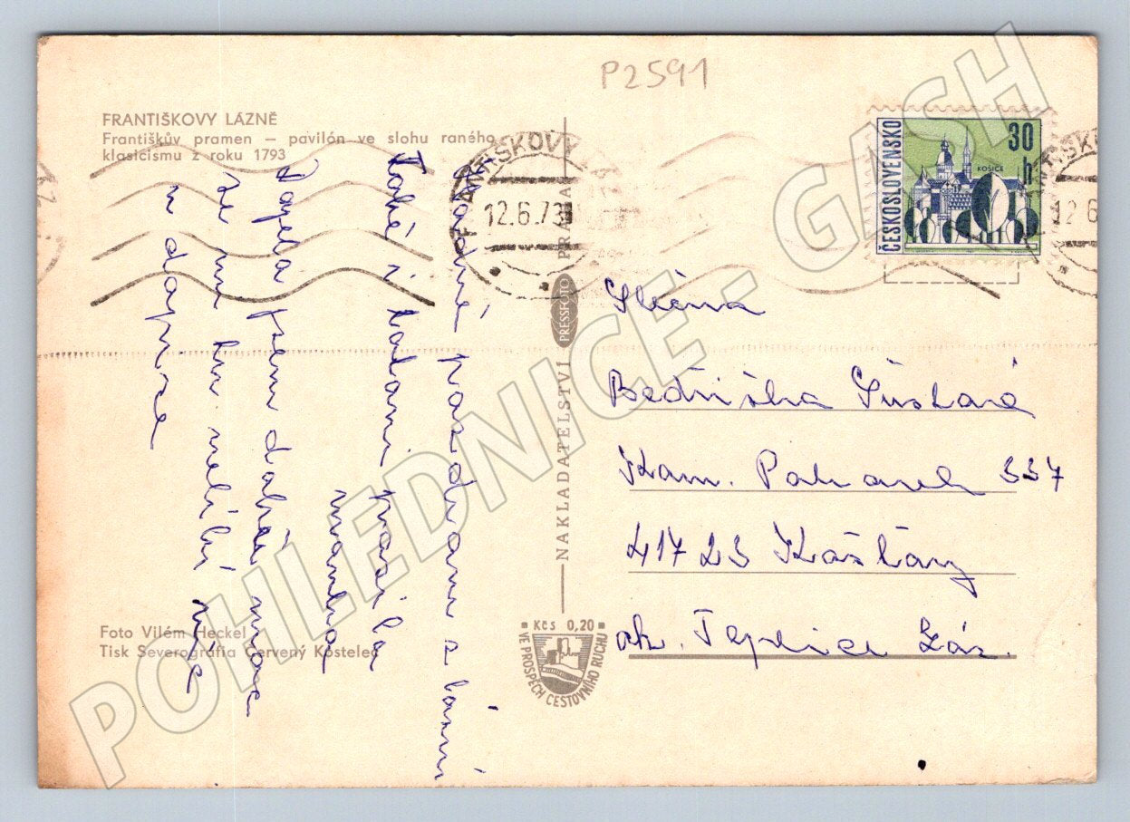 Pohlednice Františkovy Lázně pavilon Františkův pramen 1973 PP (P2591)