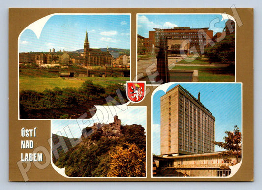 Pohlednice Ústí nad Labem koláž Střekov Interhotel centrum (P2600)