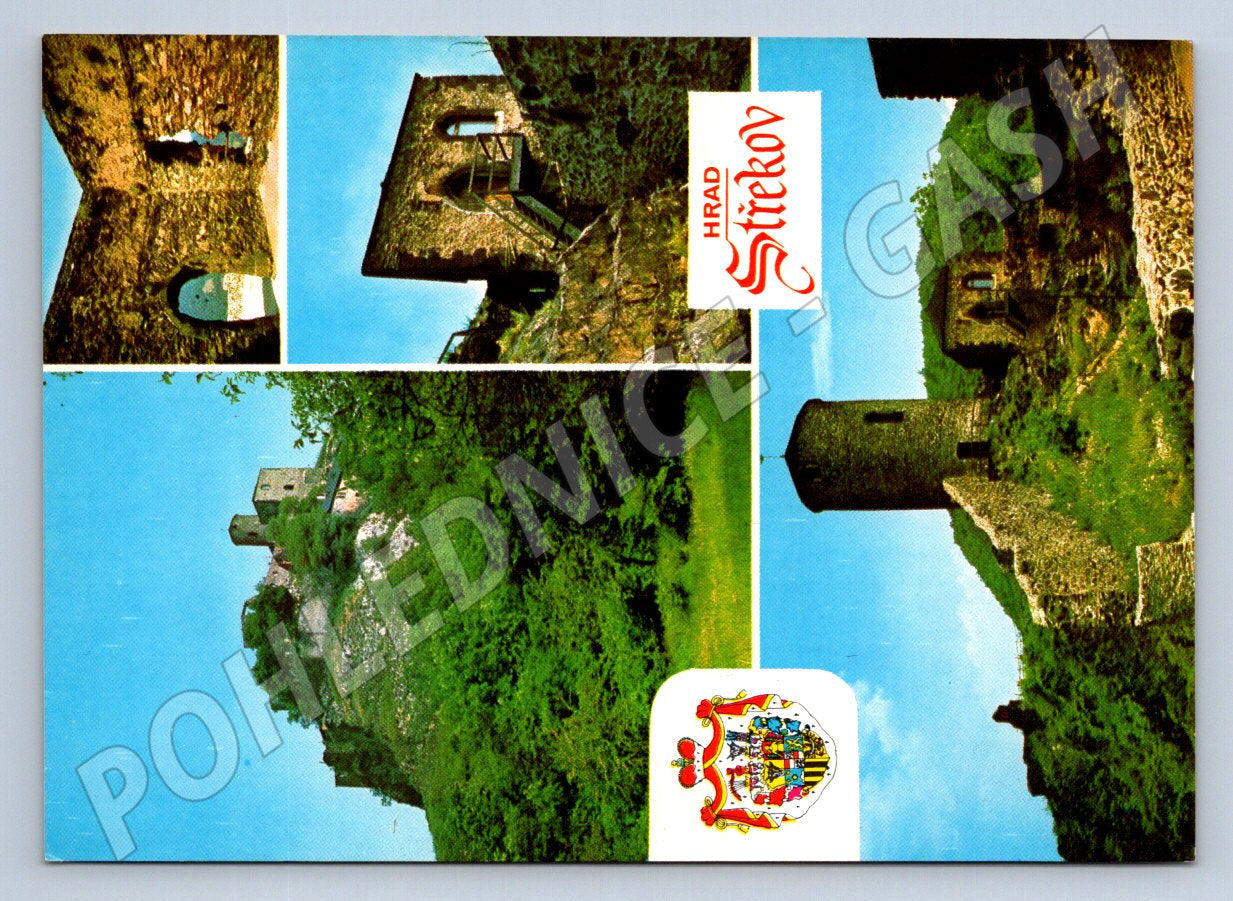Pohlednice Hrad Střekov koláž čistá (P2601)