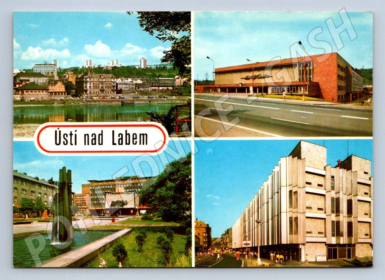Pohlednice Ústí nad Labem koláž města nepoužitá (P2602)