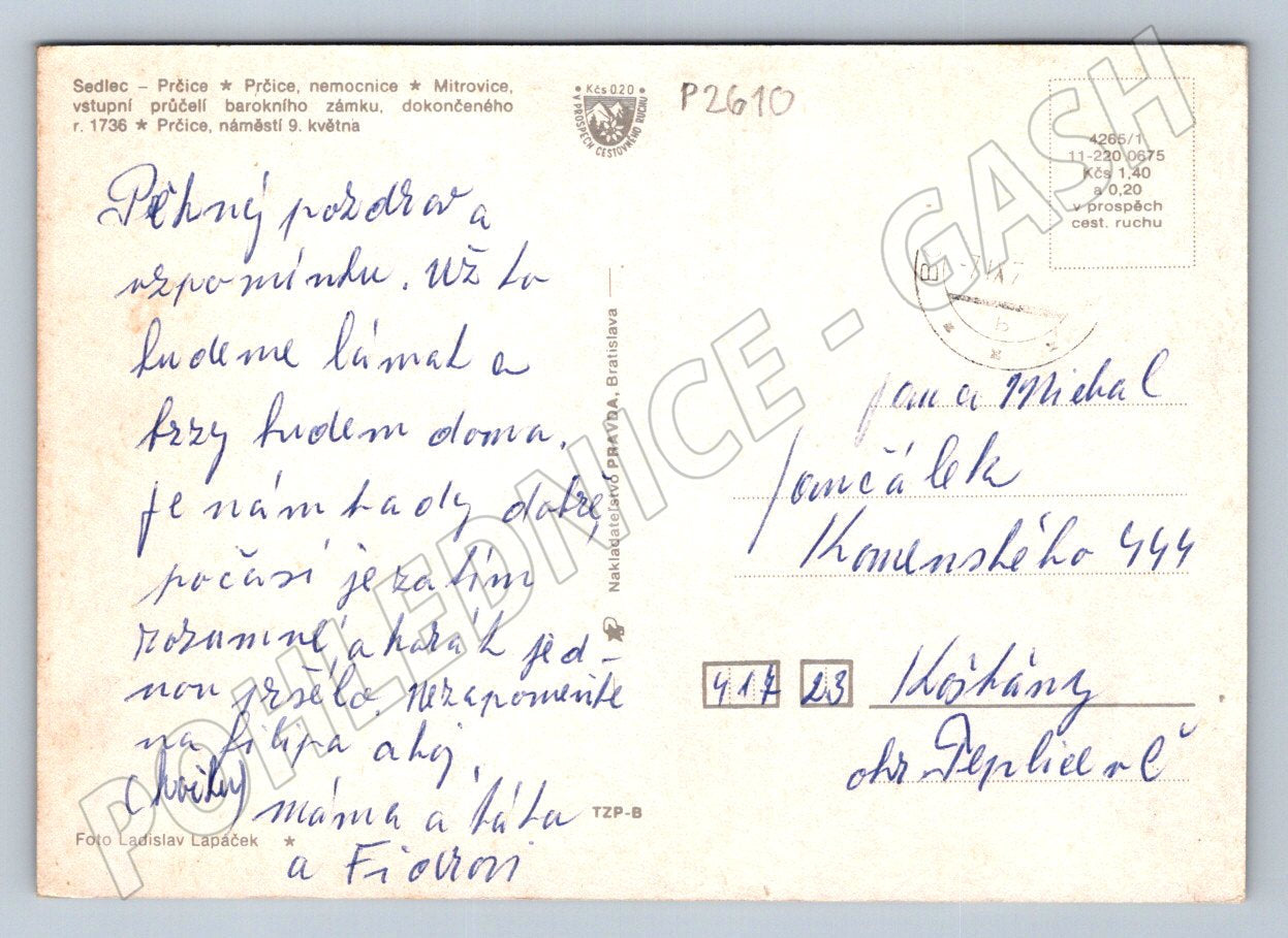 Pohlednice Prčice Český Merán historické náměstí a zámek (P2610)