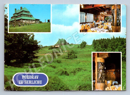 Pohlednice Orlické hory Šerlich turistická chata ČSTV koláž (P2611)