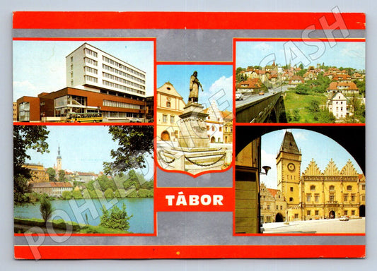Pohlednice Tábor koláž památek a moderních staveb historická (P2612)