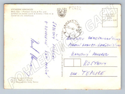 Pohlednice Krkonoše východní část mapa a fotografie 1980 (P2622)