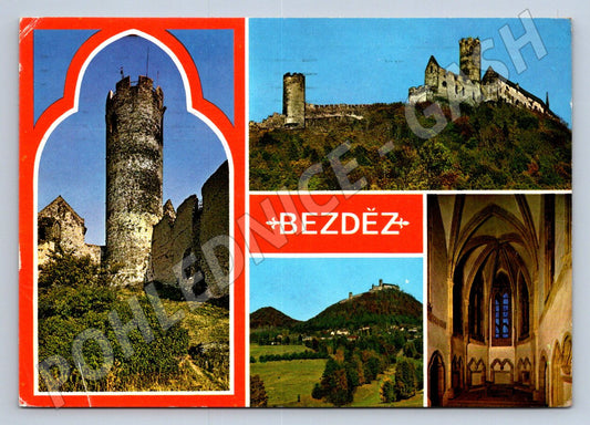 Pohlednice Bezděz koláž historický hrad 70 léta (P2626)