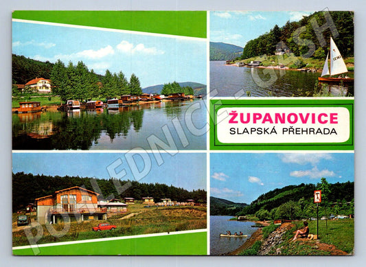 Pohlednice Županovice Slapská přehrada koláž ČSSR (P2629)