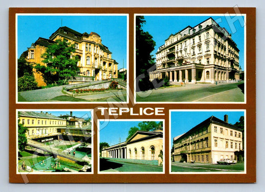 Pohlednice Teplice koláž lázeňských domů (P2631)
