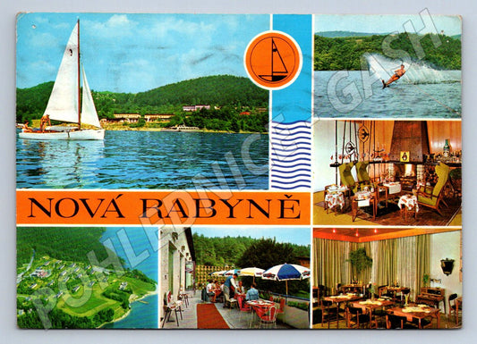 Pohlednice Nová Rabyně Slapská přehrada retro koláž PP (P2660)