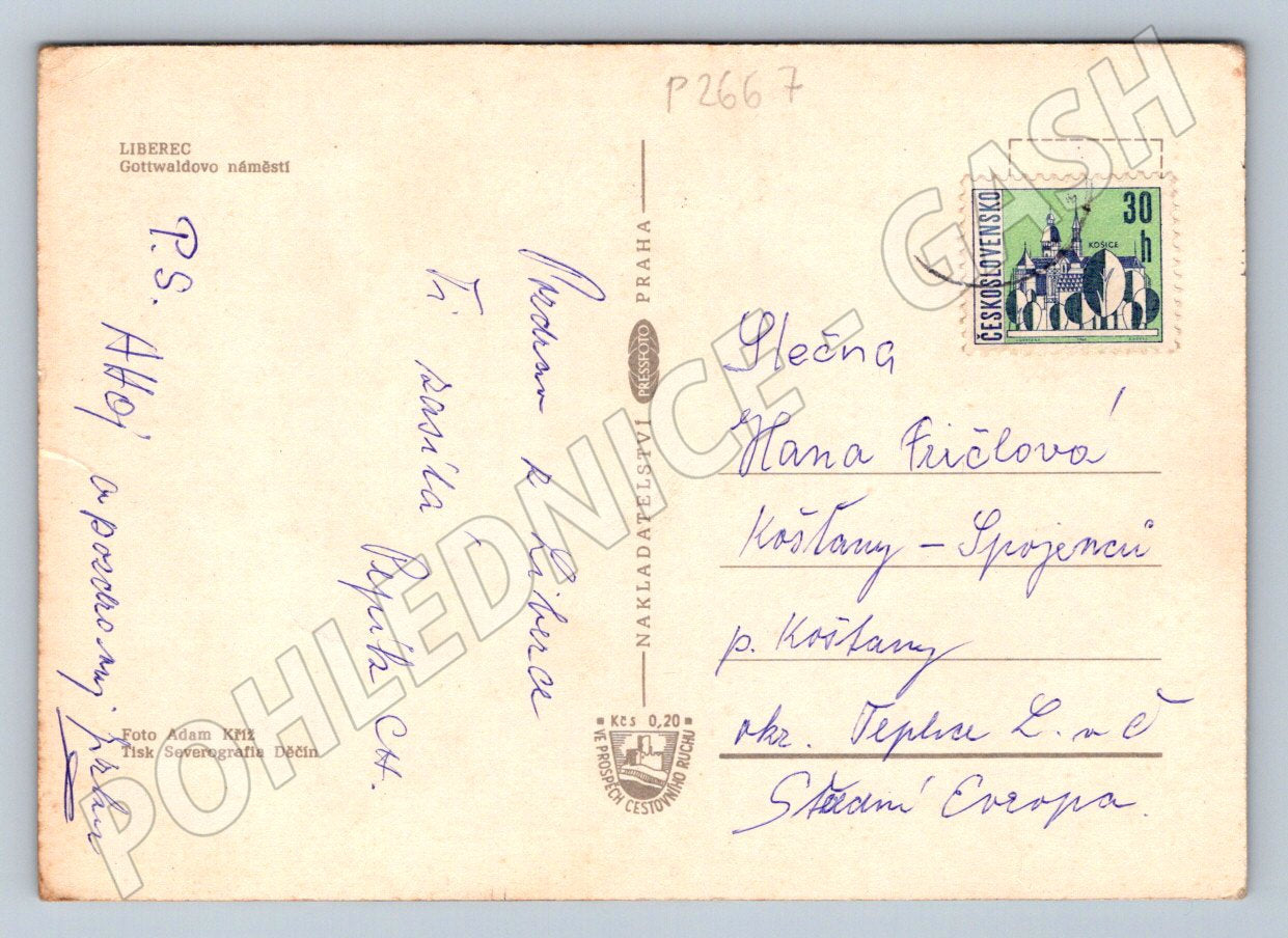 Pohlednice Liberec Gottwaldovo náměstí historická PP (P2667)
