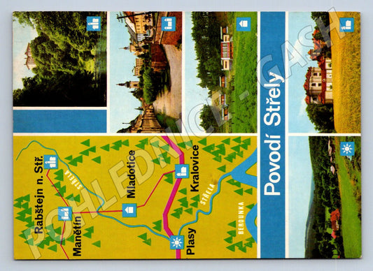 Pohlednice Povodí Střely mapa a fotografie ČSSR (P2670)
