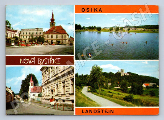 Pohlednice Nová Bystřice Osika Landštejn kolorovaná ČSSR (P2675)