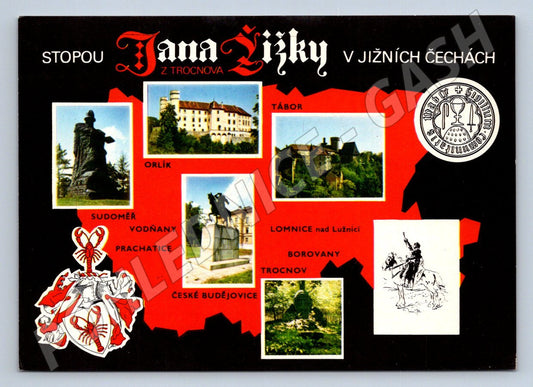 Pohlednice Jižní Čechy stopou Jana Žižky koláž (P2676)
