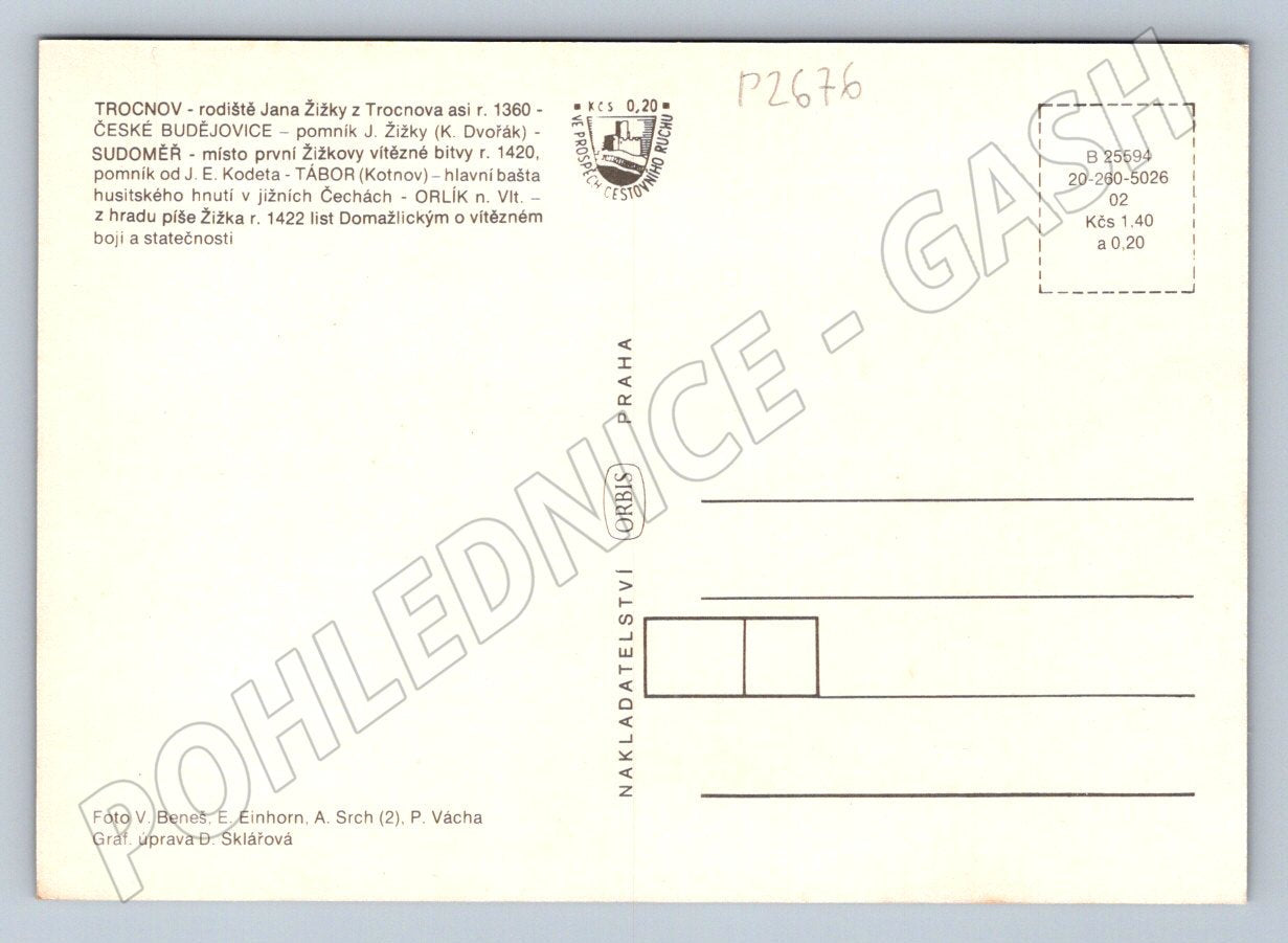 Pohlednice Jižní Čechy stopou Jana Žižky koláž (P2676)
