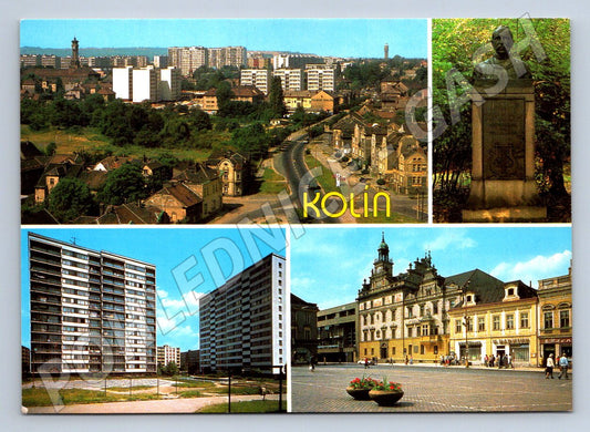 Pohlednice Kolín koláž sídliště a náměstí (P2682)