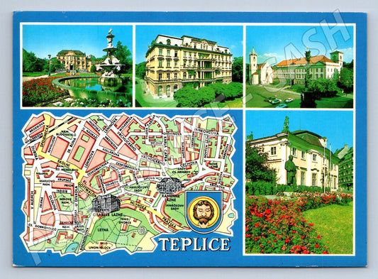 Pohlednice Teplice koláž a mapka (P2685)