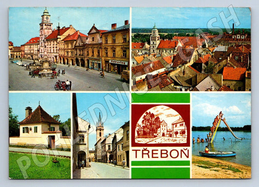 Pohlednice Třeboň historické náměstí koláž (P2691)