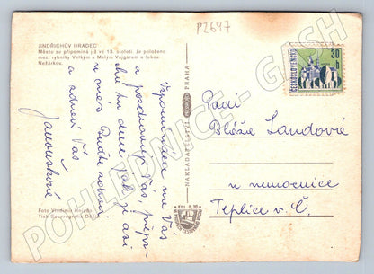 Pohlednice Jindřichův Hradec zámek a náměstí historická ČSSR (P2697)
