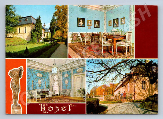 Pohlednice zámek Kozel koláž exteriéry interiéry (P2703)
