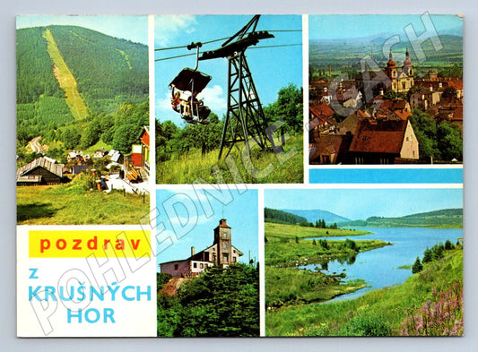 Pohlednice Krušné hory pozdrav koláž nepoužitá (P2707)