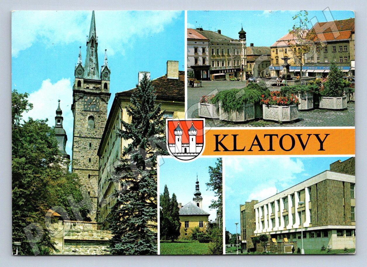 Pohlednice Klatovy náměstí Černá věž 50 léta (P2710)