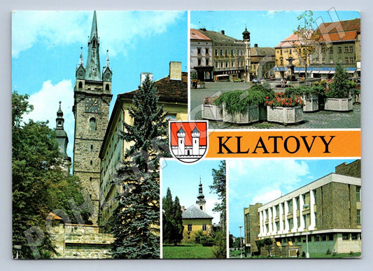 Pohlednice Klatovy náměstí Černá věž 50 léta (P2710)