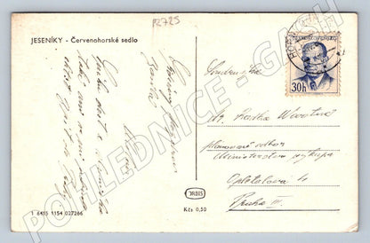 Pohlednice Jeseníky Červenohorské sedlo zimní lyžaři (P2725)