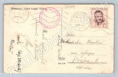 Pohlednice Krkonoše Luční bouda Sněžka 1953 (P2729)