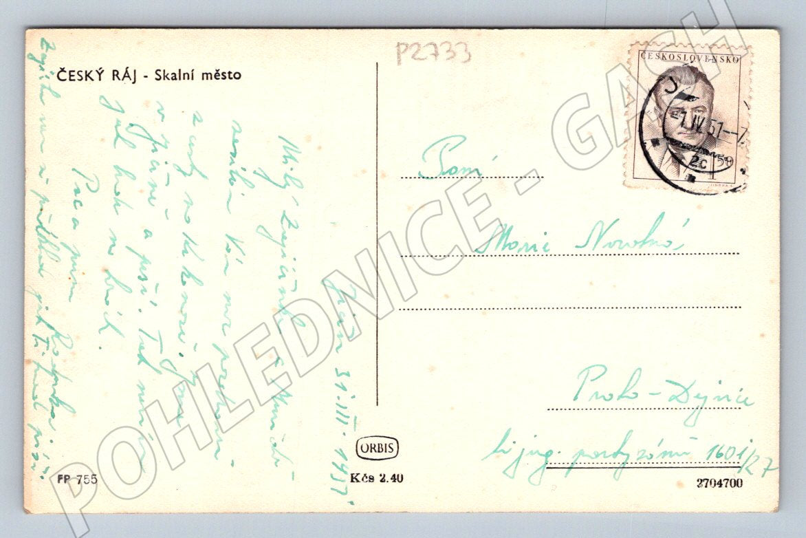Pohlednice Český ráj Skalní město PP 1959 (P2733)