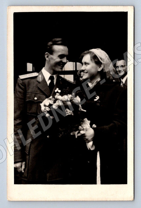 Stará fotografie Praha svatební pár 1953 (P2747)