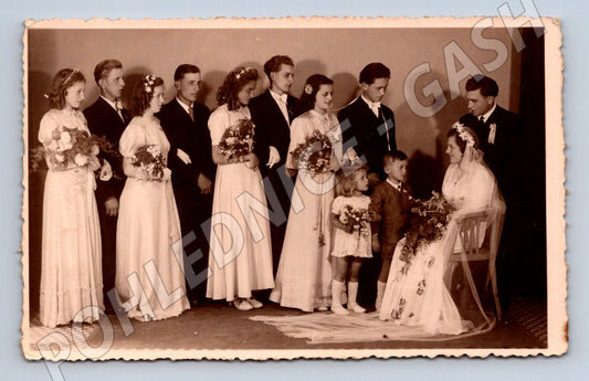 Stará fotografie svatební skupinové foto (P2842)