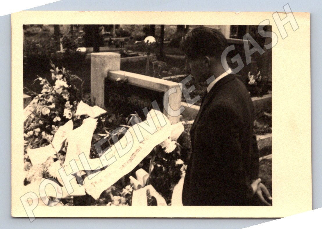 Stará fotografie muž u hrobu Rosina Svorcová (P2857)