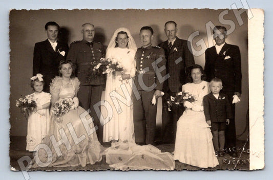 Stará fotografie Říčany svatební skupinka Michlová (P2903)