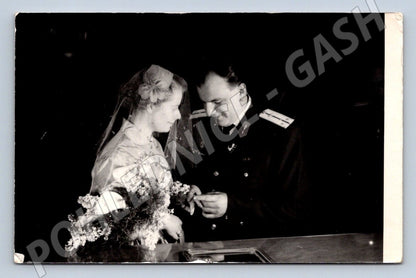 Stará fotografie svatební pár muž v uniformě (P2959)